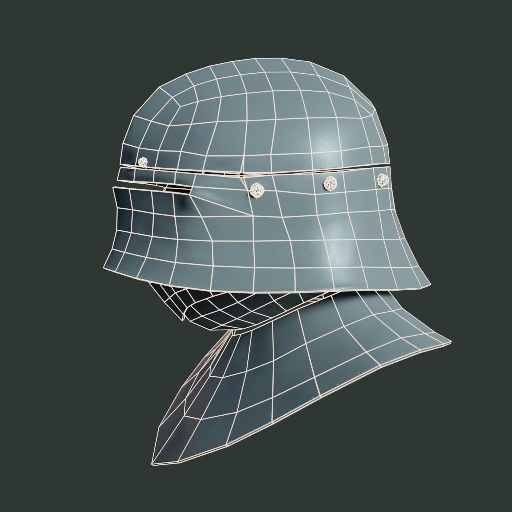 Medieval armor parts 002 - helmet Low-poly 3D model_5