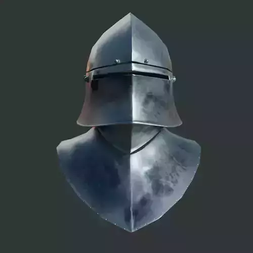 Medieval armor parts 002 - helmet Low-poly 3D model