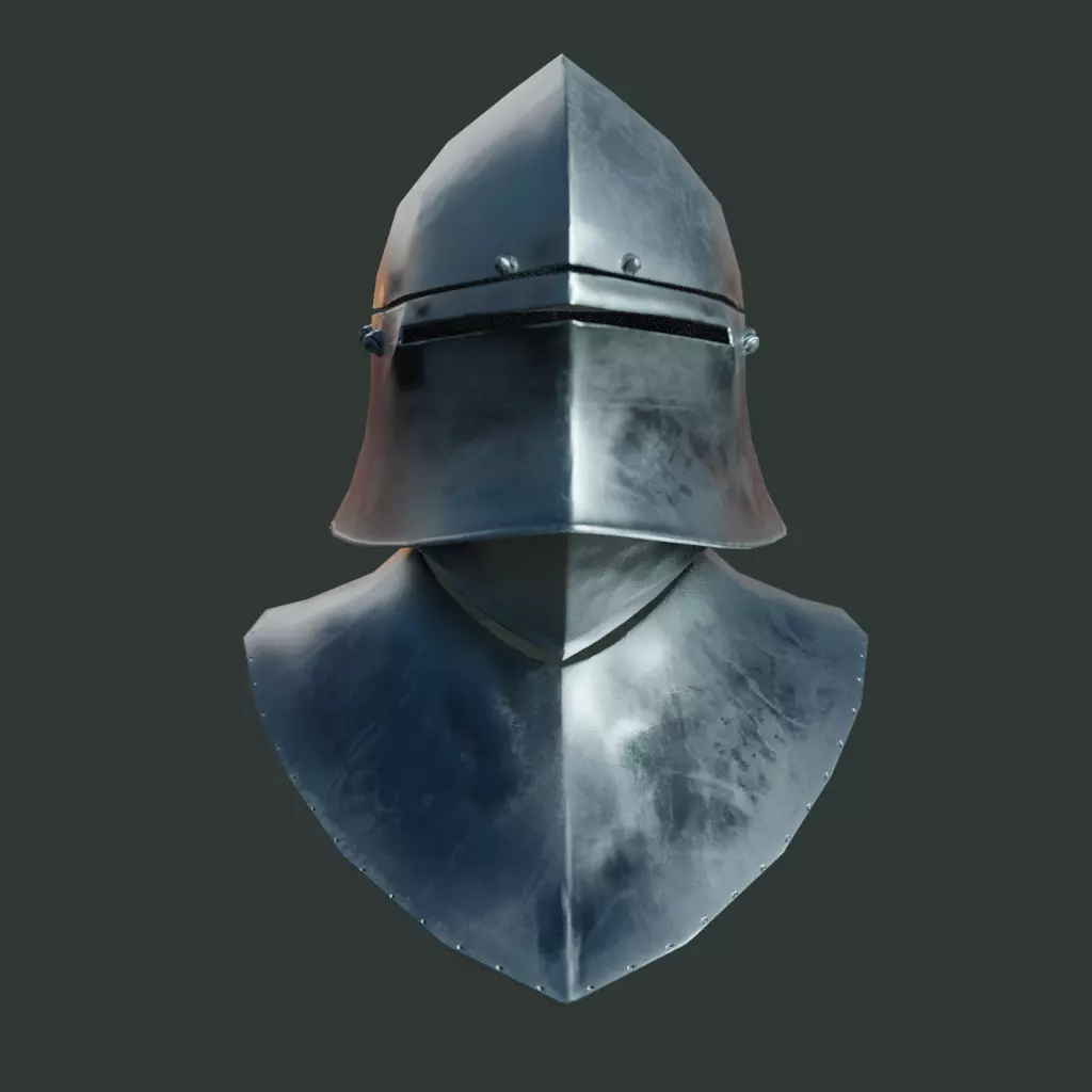 Medieval armor parts 002 - helmet Low-poly 3D model_0