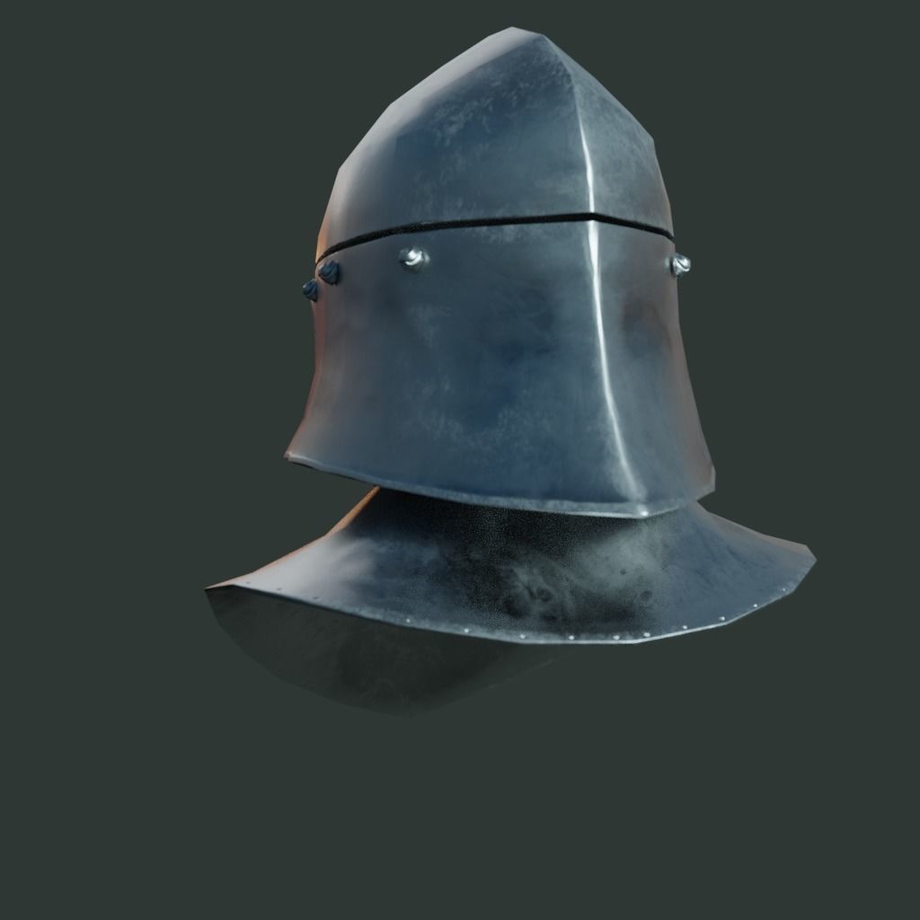 Medieval armor parts 002 - helmet Low-poly 3D model_2