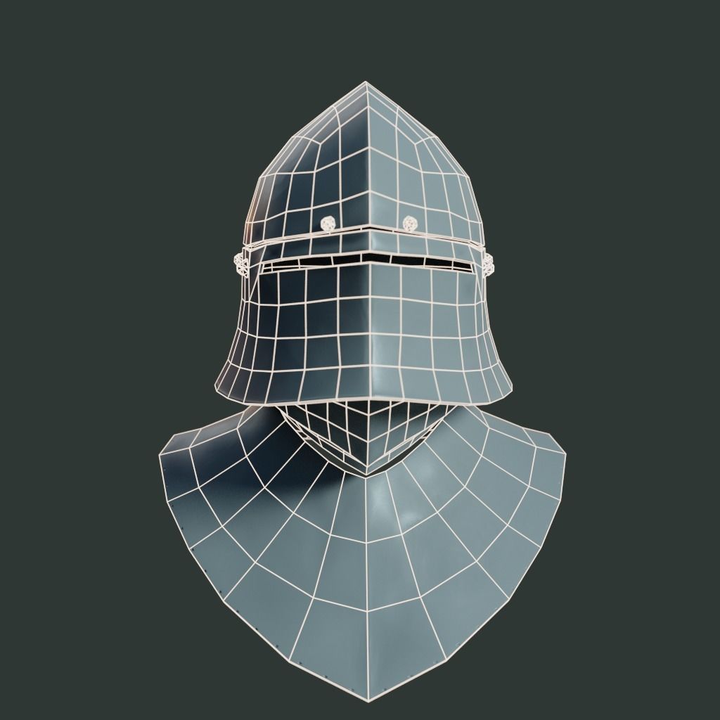 Medieval armor parts 002 - helmet Low-poly 3D model_4