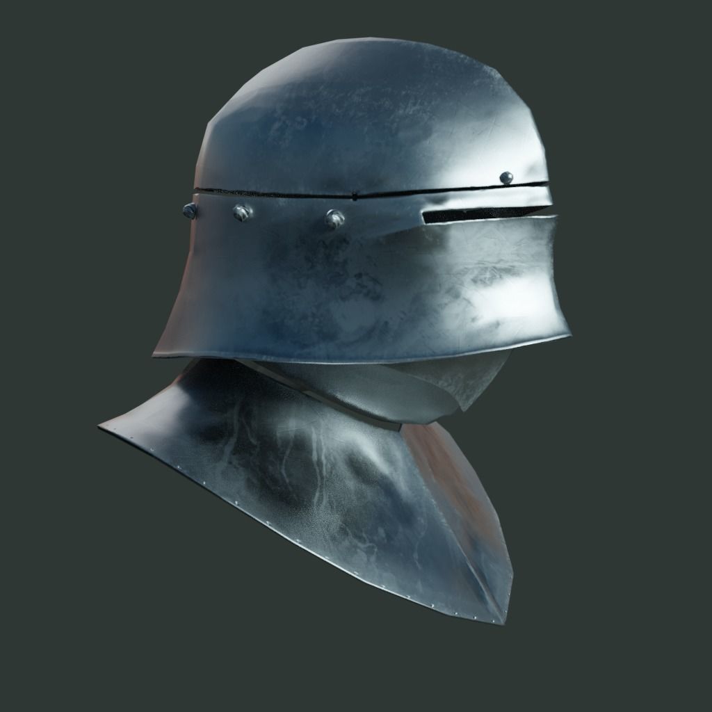Medieval armor parts 002 - helmet Low-poly 3D model_3