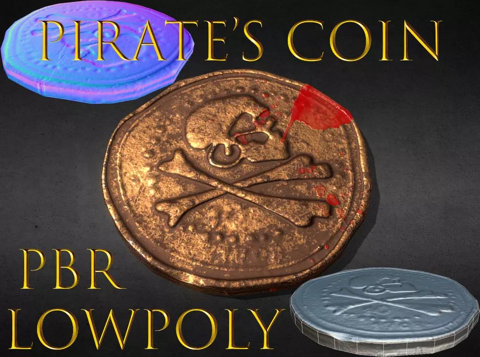 Pirates Coin Piastre Free low-poly 3D model