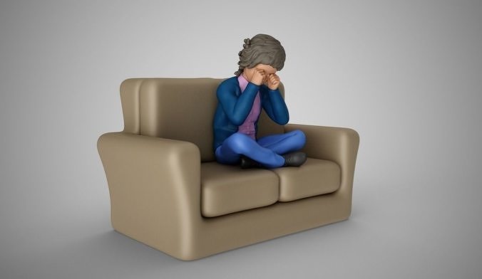 Cute Child Crying on Sofa 3D print model