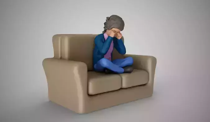 Cute Child Crying on Sofa 3D print model
