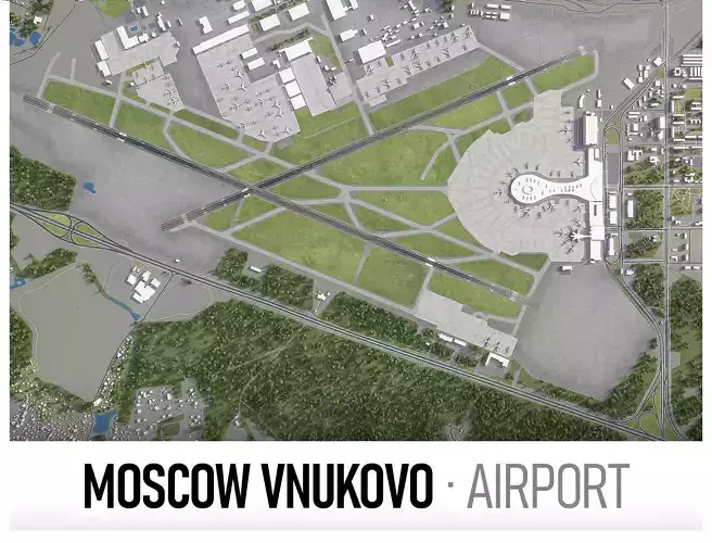 Vnukovo Airport Low-poly 3D model