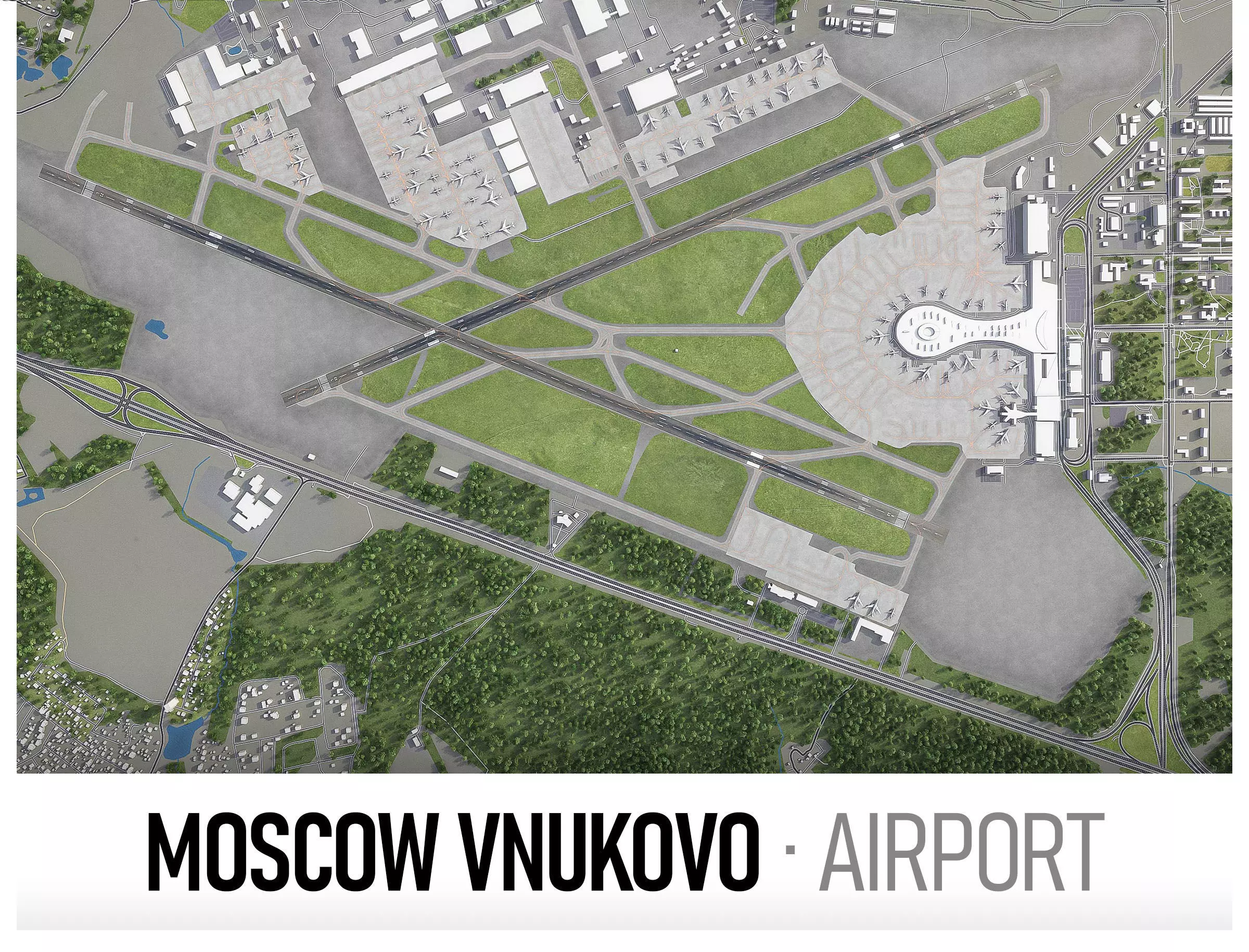 Vnukovo Airport Low-poly 3D model_0
