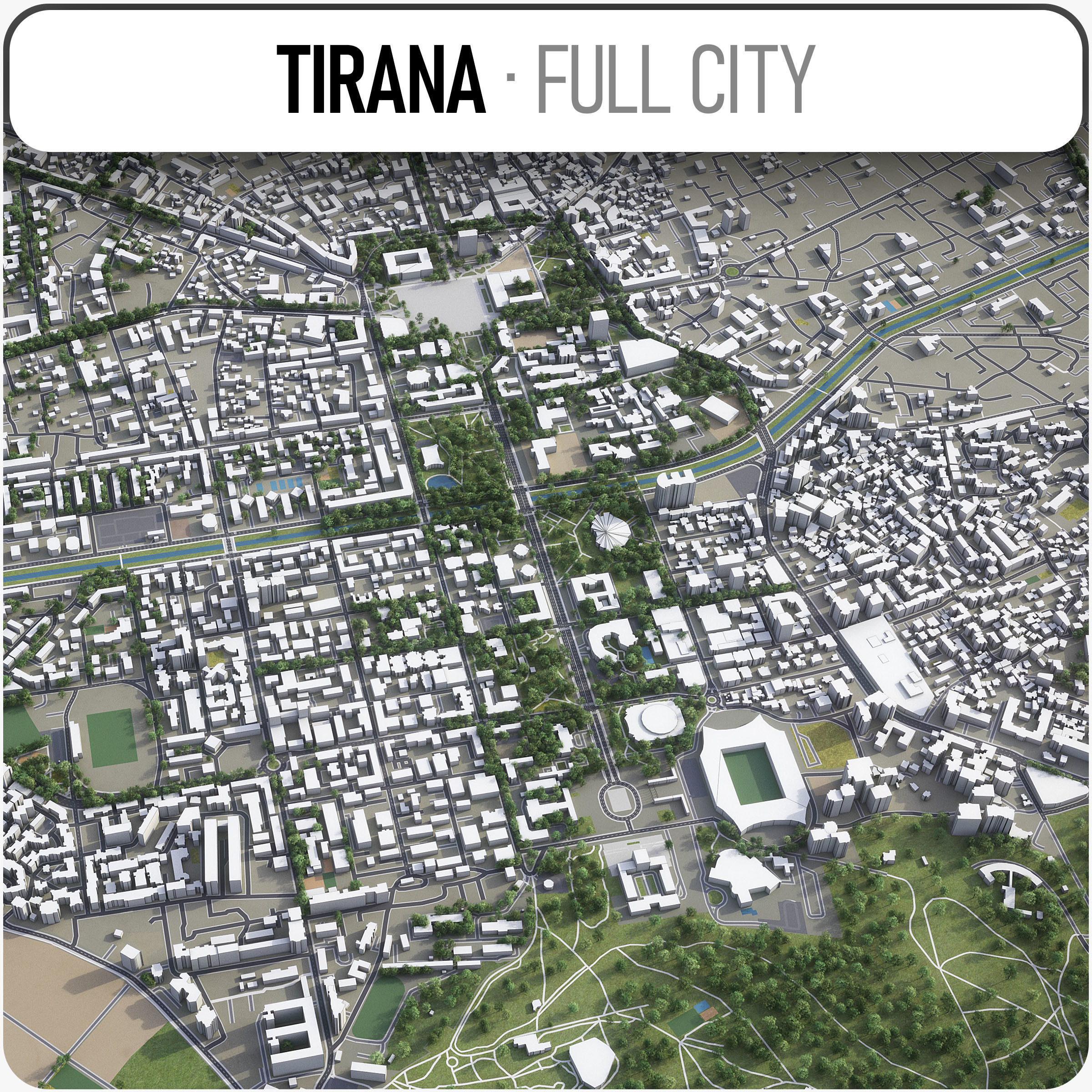 Tirana  Low-poly 3D model_2