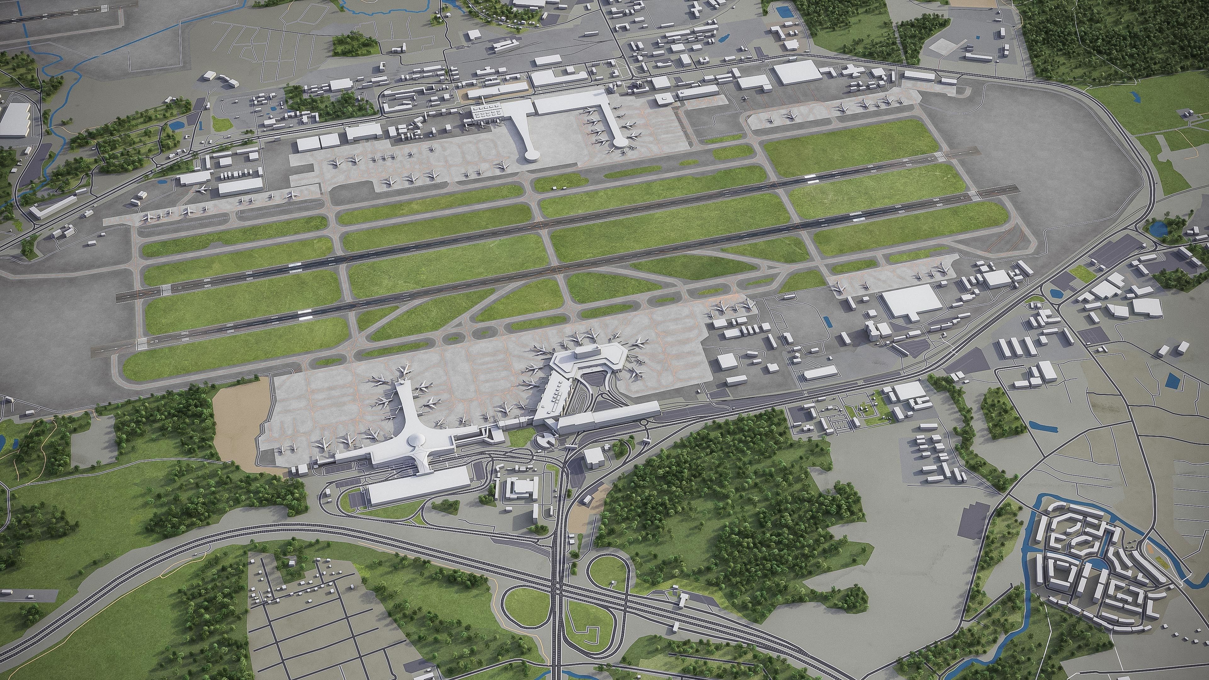 Sheremetyevo International Airport - SVO Low-poly 3D model_1