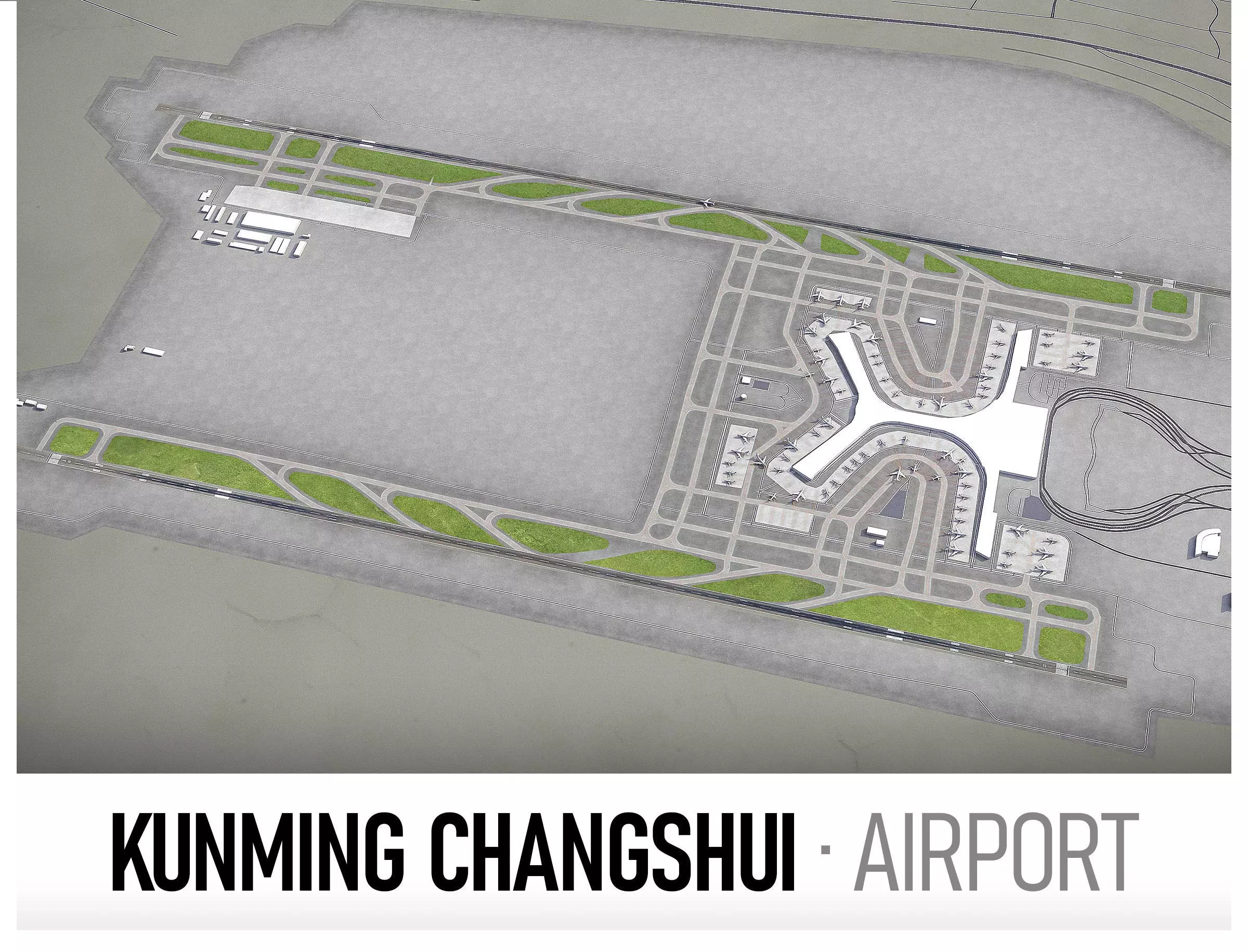 Kunming Changshui International Airport - KMG Low-poly 3D model