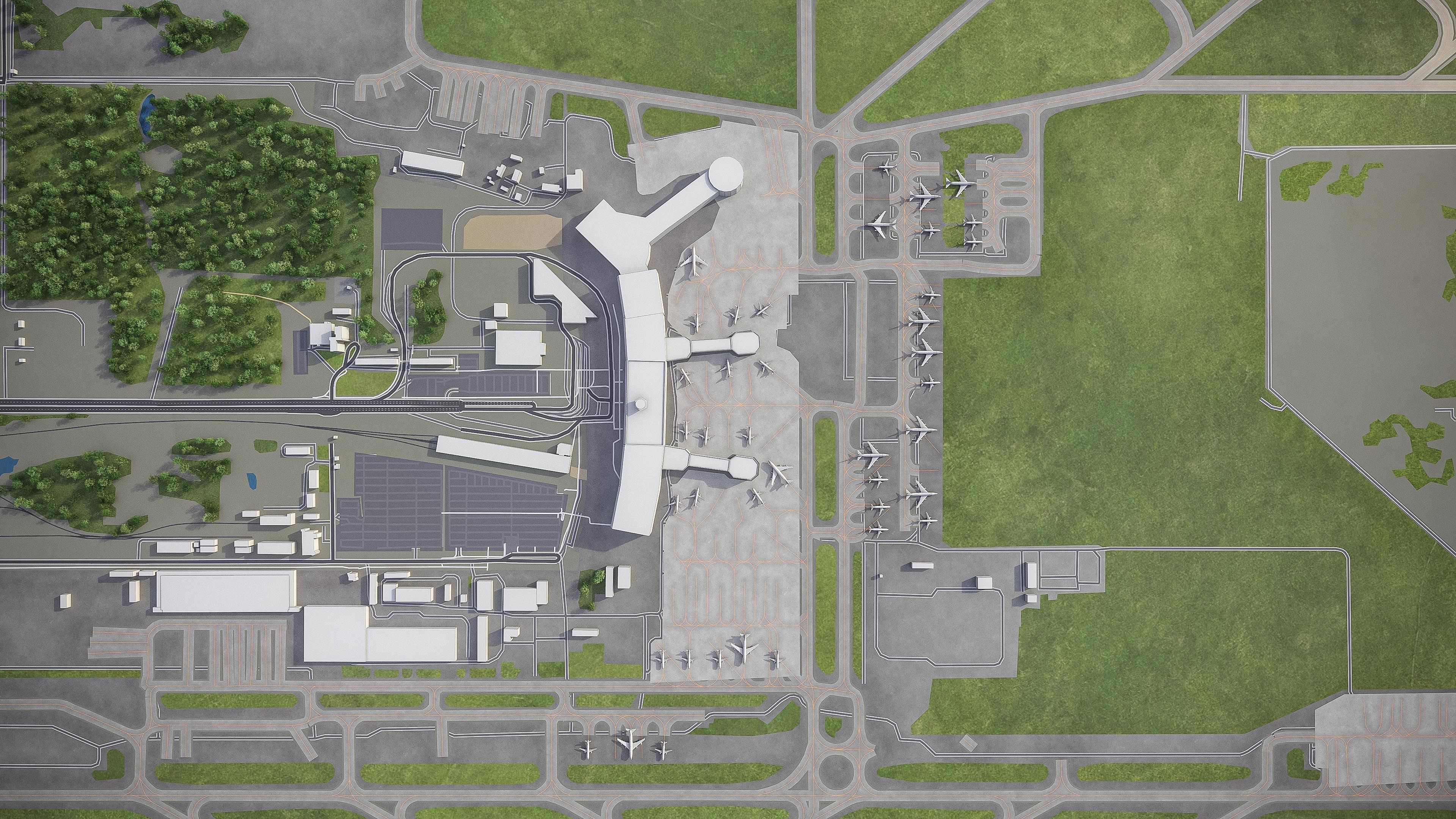 Domodedovo Airport Low-poly 3D model_9