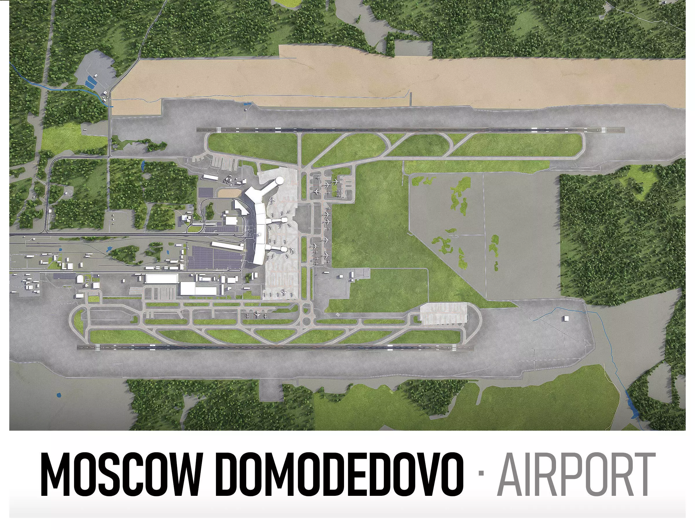 Domodedovo Airport Low-poly 3D model_0