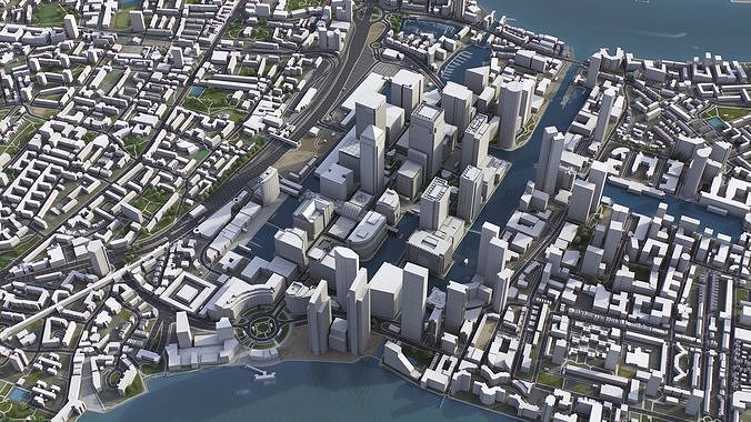 London - Canary Wharf Low-poly 3D model 4