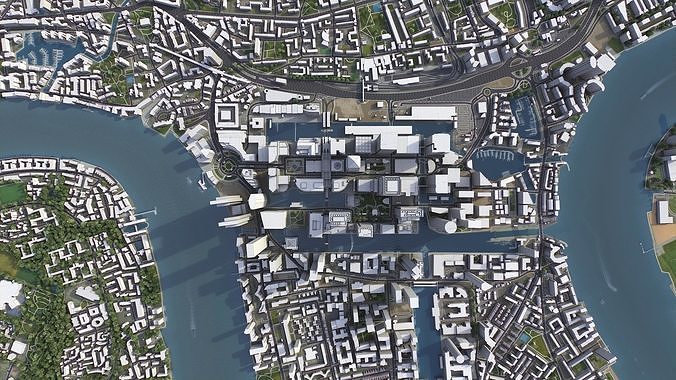 London - Canary Wharf Low-poly 3D model 7