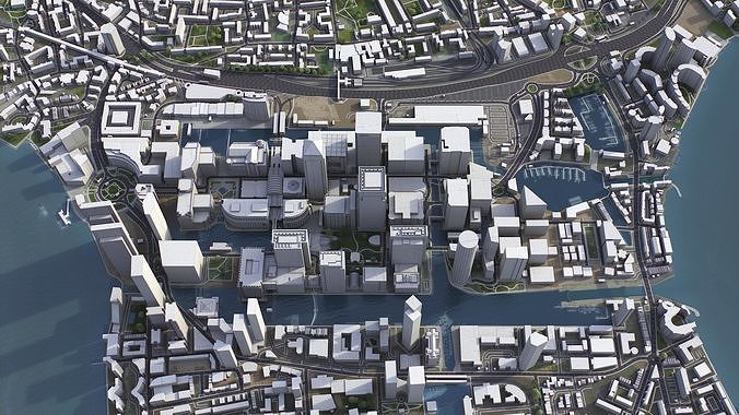 London - Canary Wharf Low-poly 3D model 2