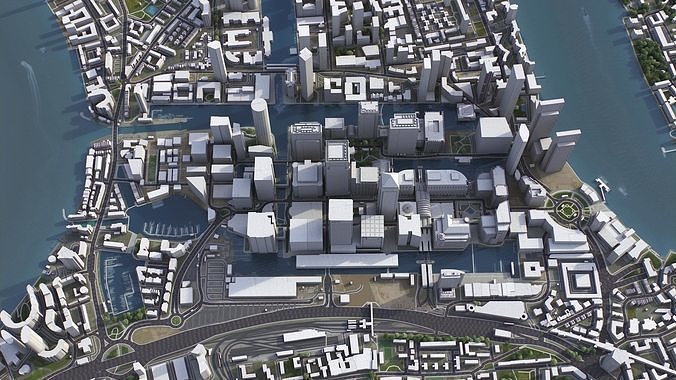 London - Canary Wharf Low-poly 3D model 3