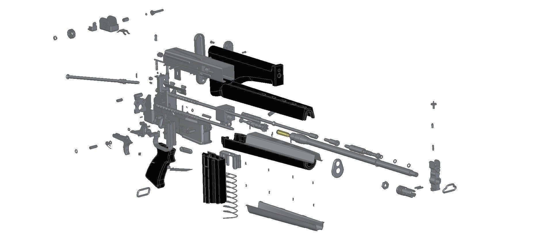 AR-180 assault rifle 3D model_2