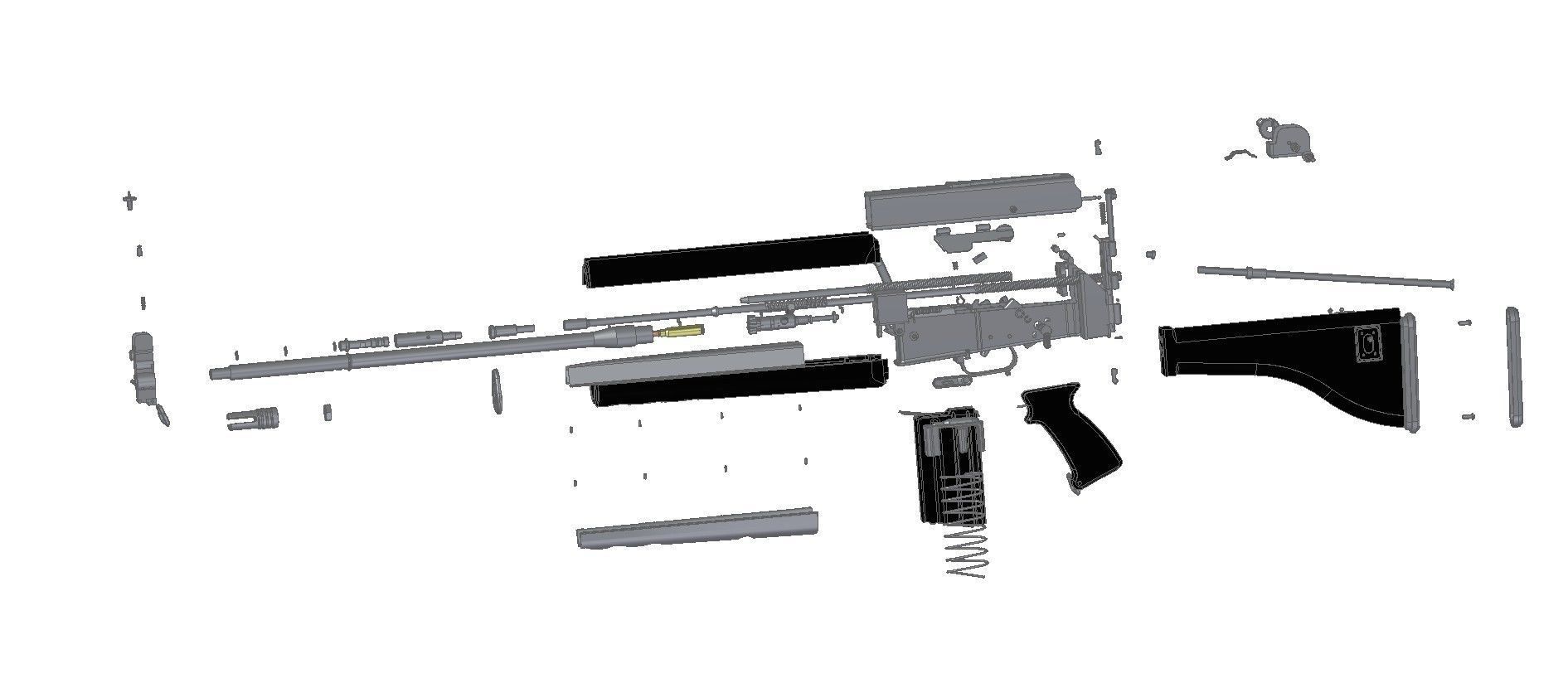 AR-180 assault rifle 3D model_1
