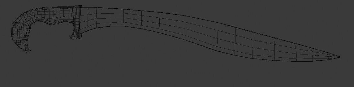 Kopis sword with gold handle Low-poly 3D model_13