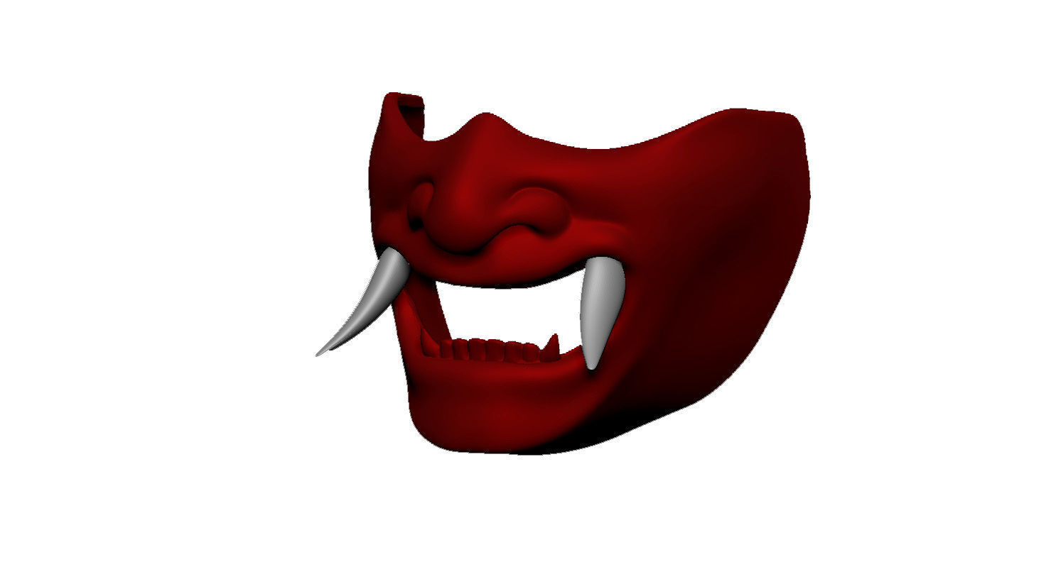 Oni Mempo Mask Japanese Samurai 3D print model_3