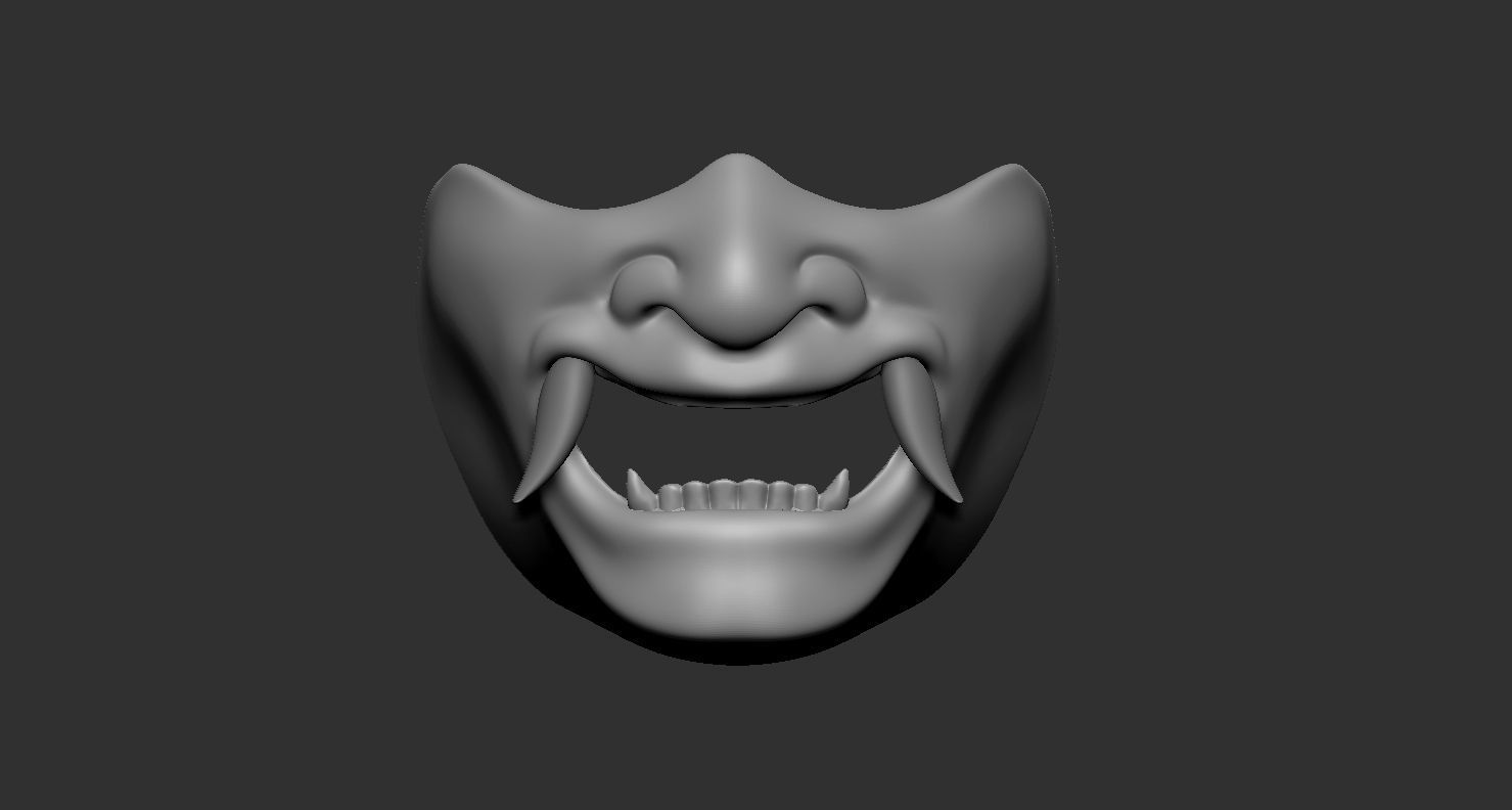 Oni Mempo Mask Japanese Samurai 3D print model_6
