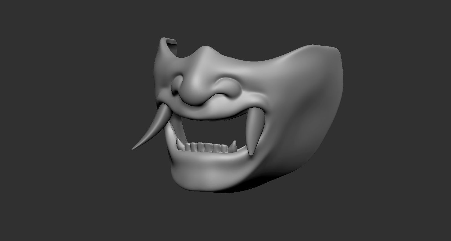 Oni Mempo Mask Japanese Samurai 3D print model_4