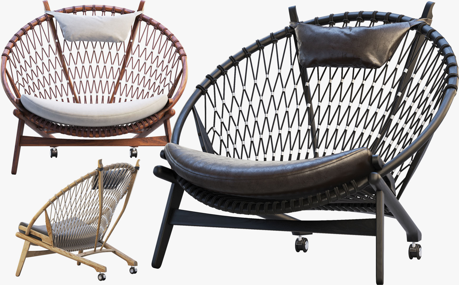 Chairs and ottomans set 38 items 3D model_5