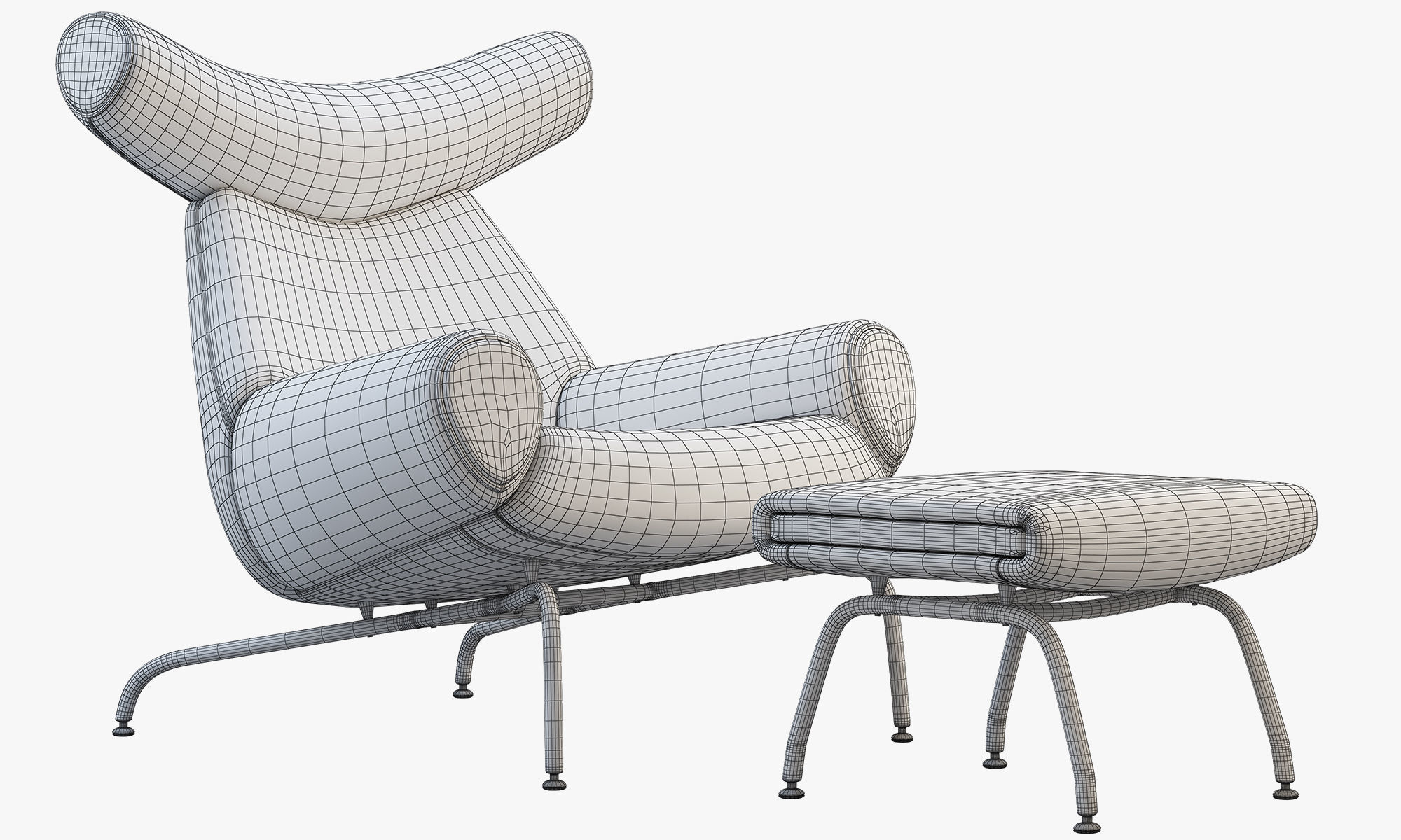 Chairs and ottomans set 38 items 3D model_124