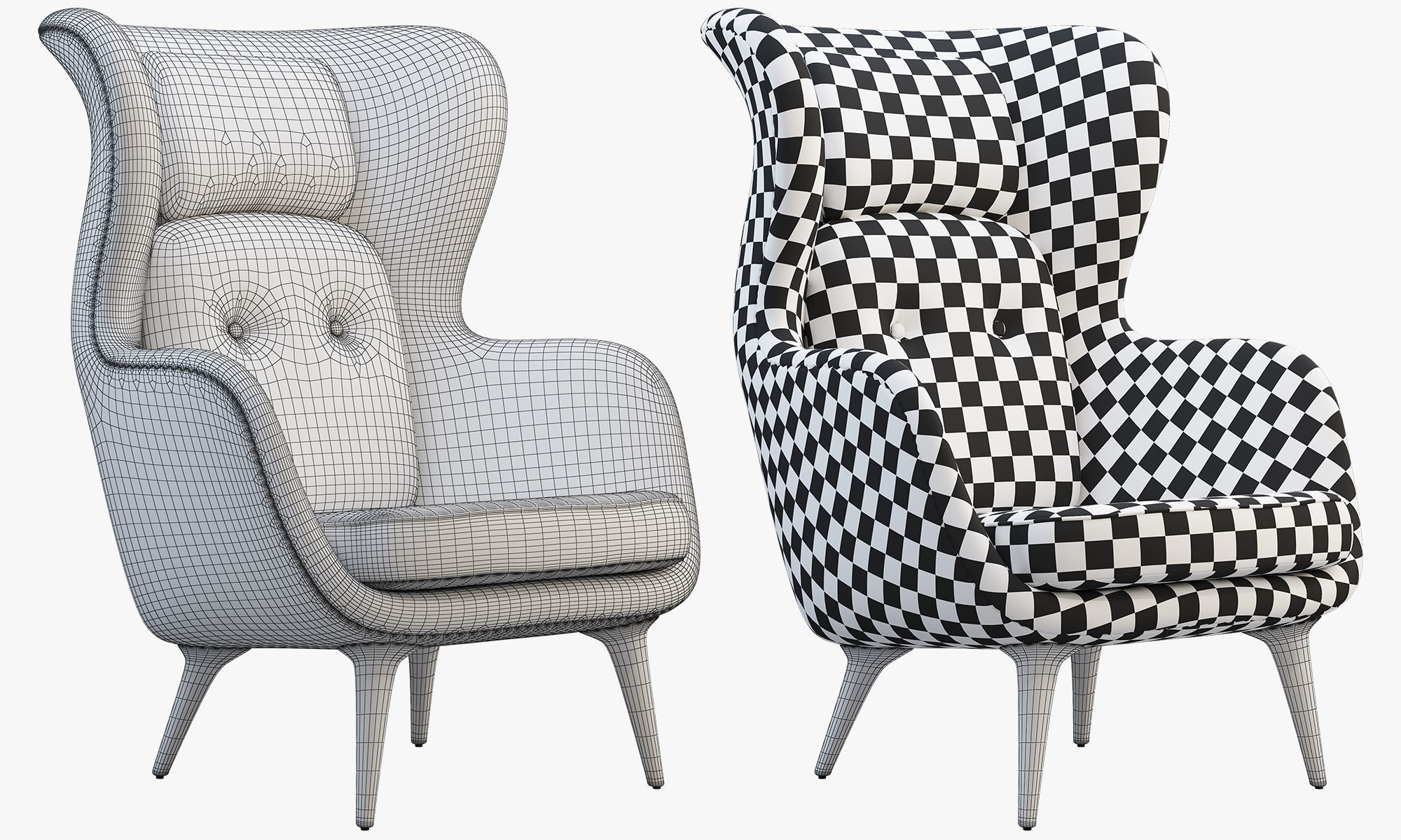 Chairs and ottomans set 38 items 3D model_116