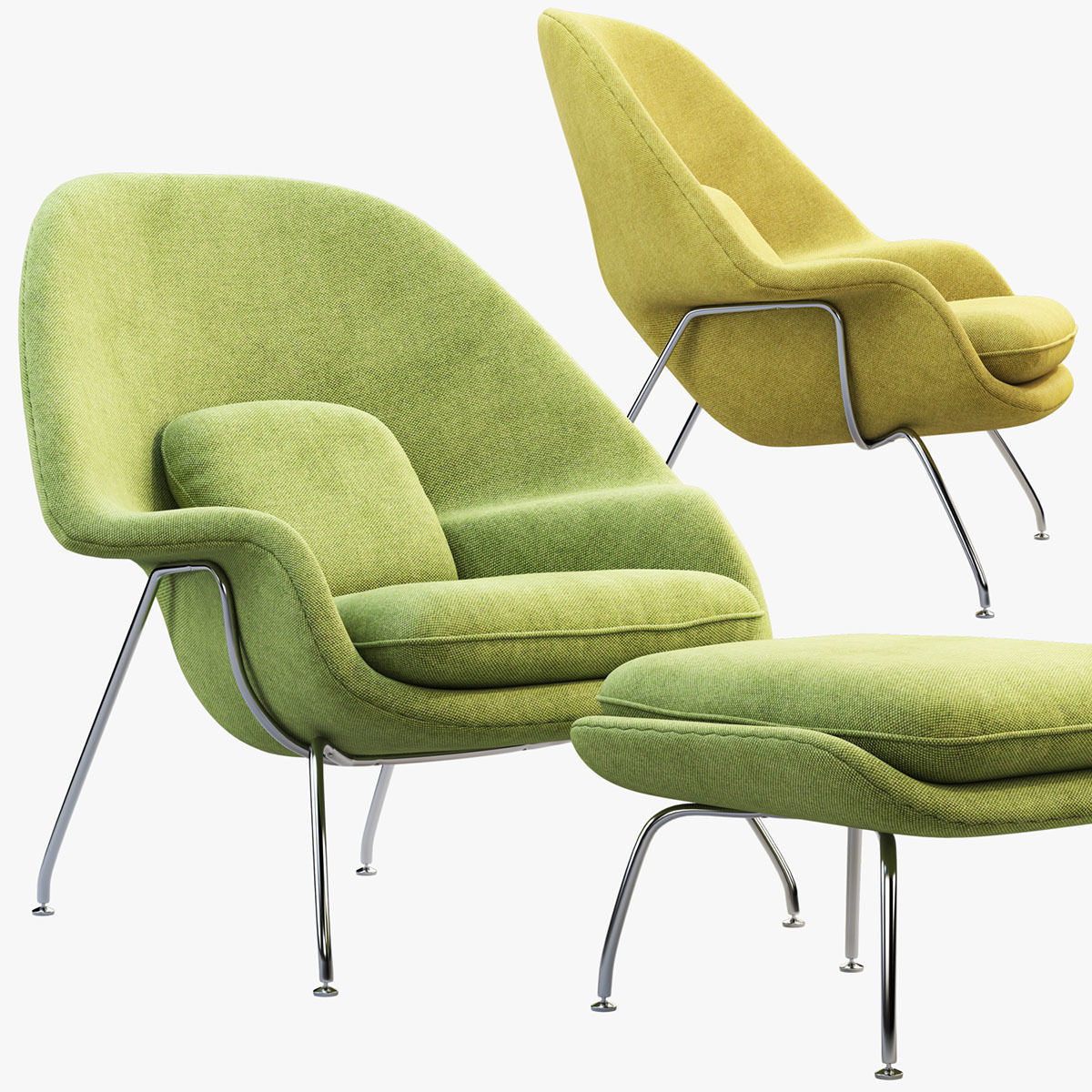 Chairs and ottomans set 38 items 3D model_12