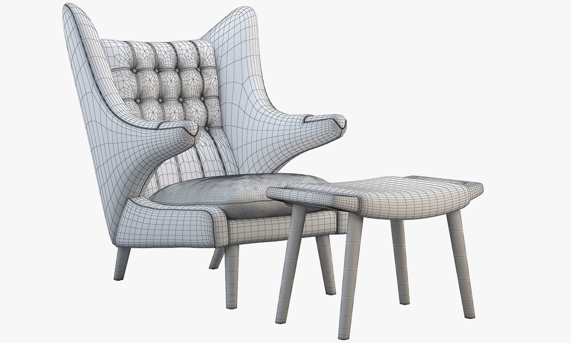 Chairs and ottomans set 38 items 3D model_79