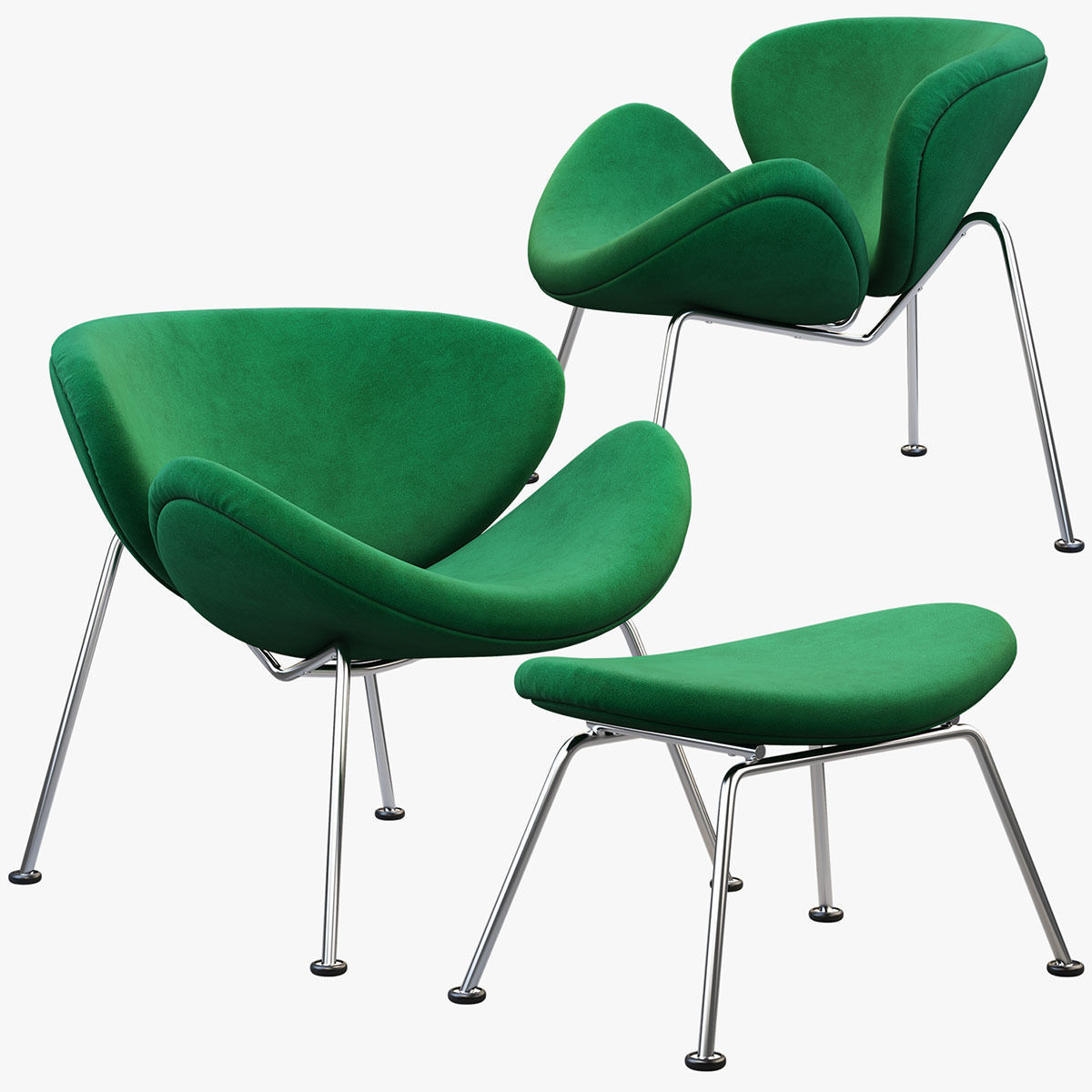 Chairs and ottomans set 38 items 3D model_24