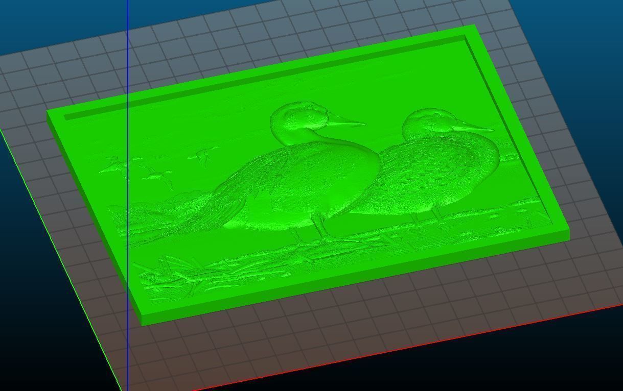 Ducks on the river - relief - 2017 3D print model_4