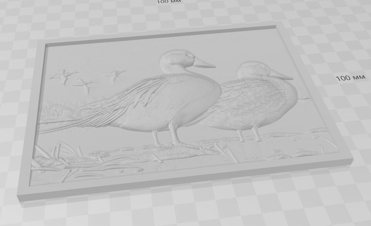 Ducks on the river - relief - 2017 3D print model_3