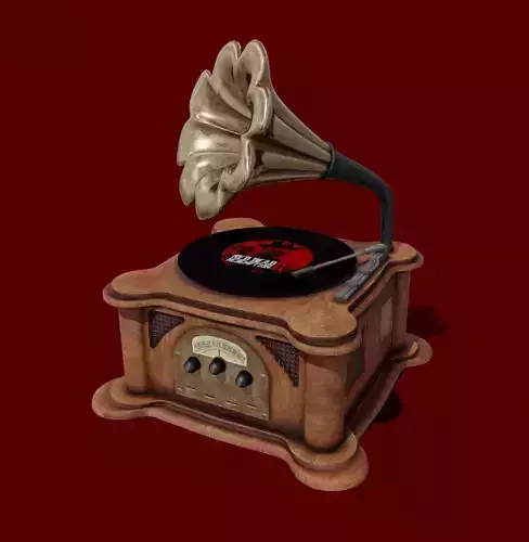 Turntable old gramophone Low-poly 3D model
