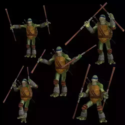 vp-38-Donatello teenage mutant ninja turtle holding two sticks 3D model