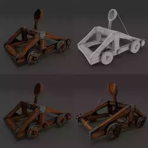 Catapult rigged Animation Low-Poly