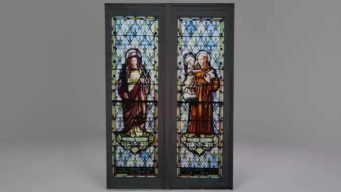 Catholic Church Stained Glass Window Low-poly 3D model