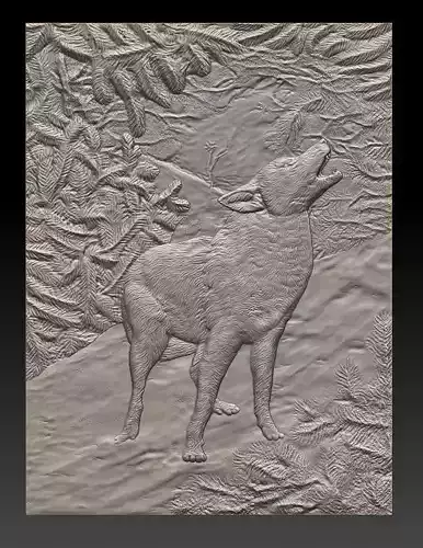 Wolf in the forest - relief - 2019