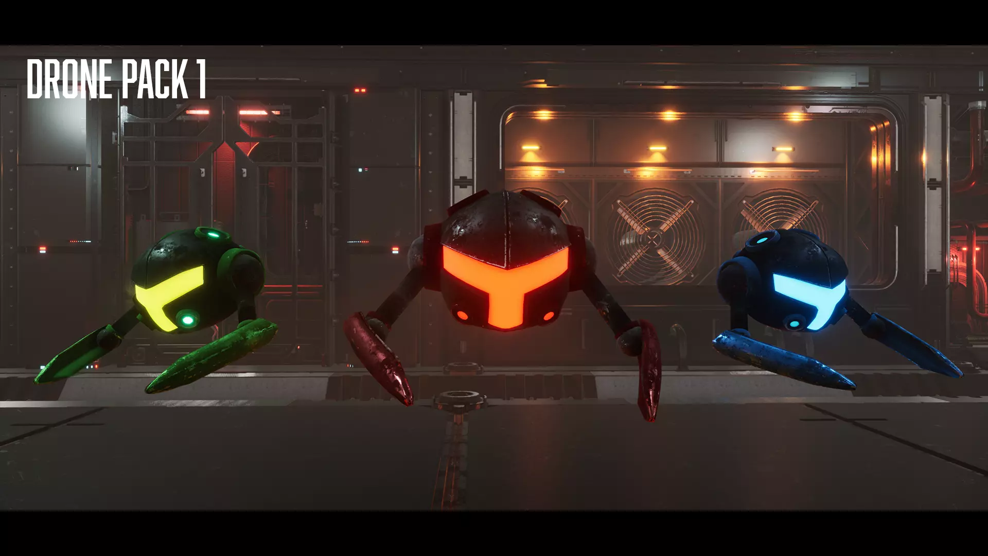 Drone Pack 1 - Full Metal Mega Series Low-poly 3D model_0