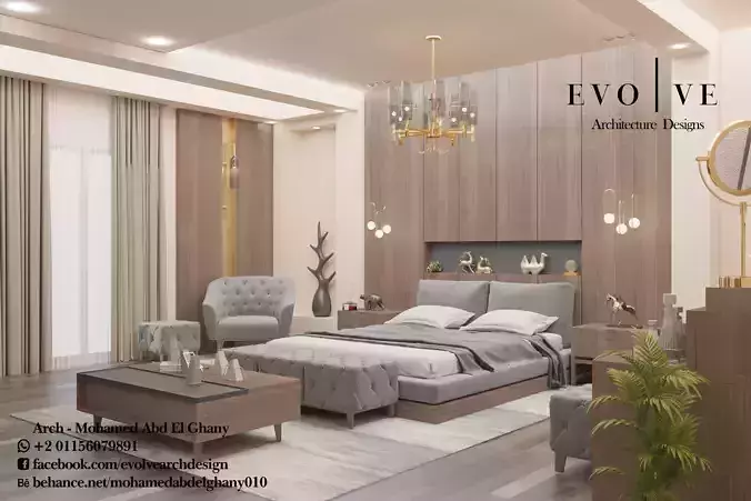 modern master bedroom interior by evolve