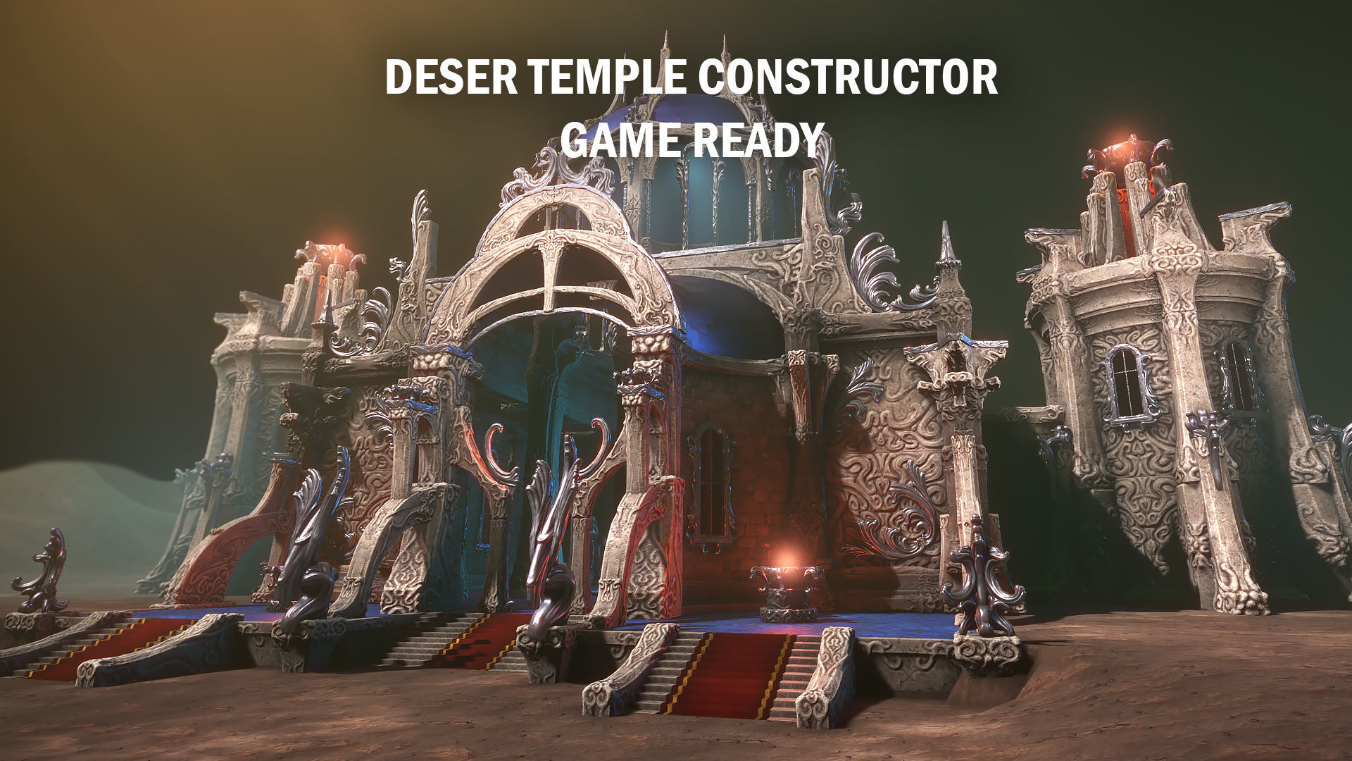 Desert temple constructor Low-poly 3D model