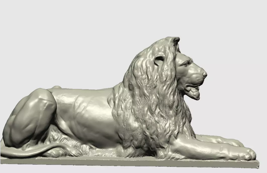 bronze lion at trafalgar center London 3D print model_0