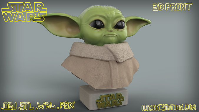 Baby yoda bust 3D print model