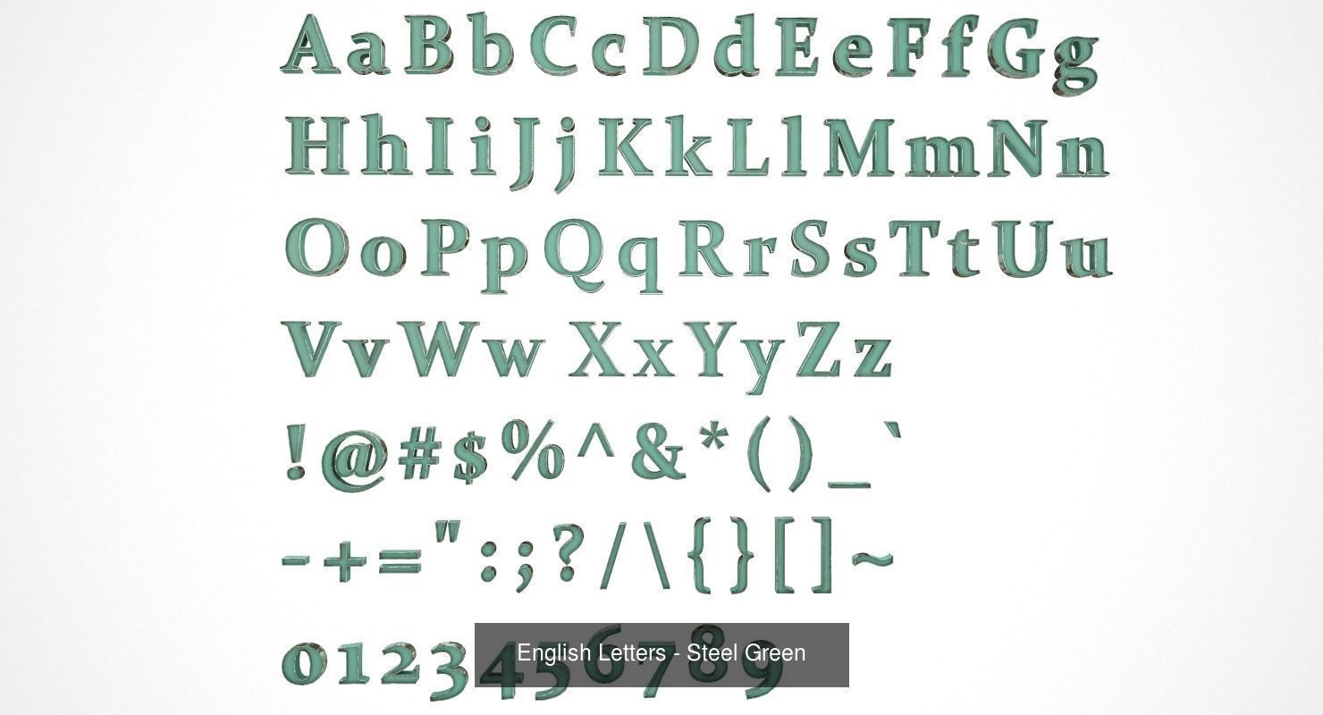 Low Poly English Letters 3D Model Collection_19