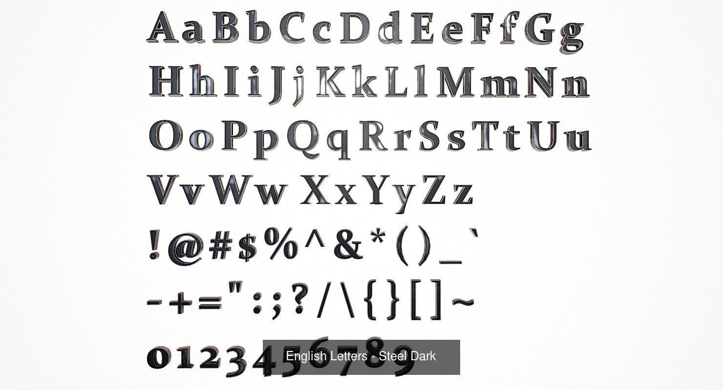 Low Poly English Letters 3D Model Collection_18