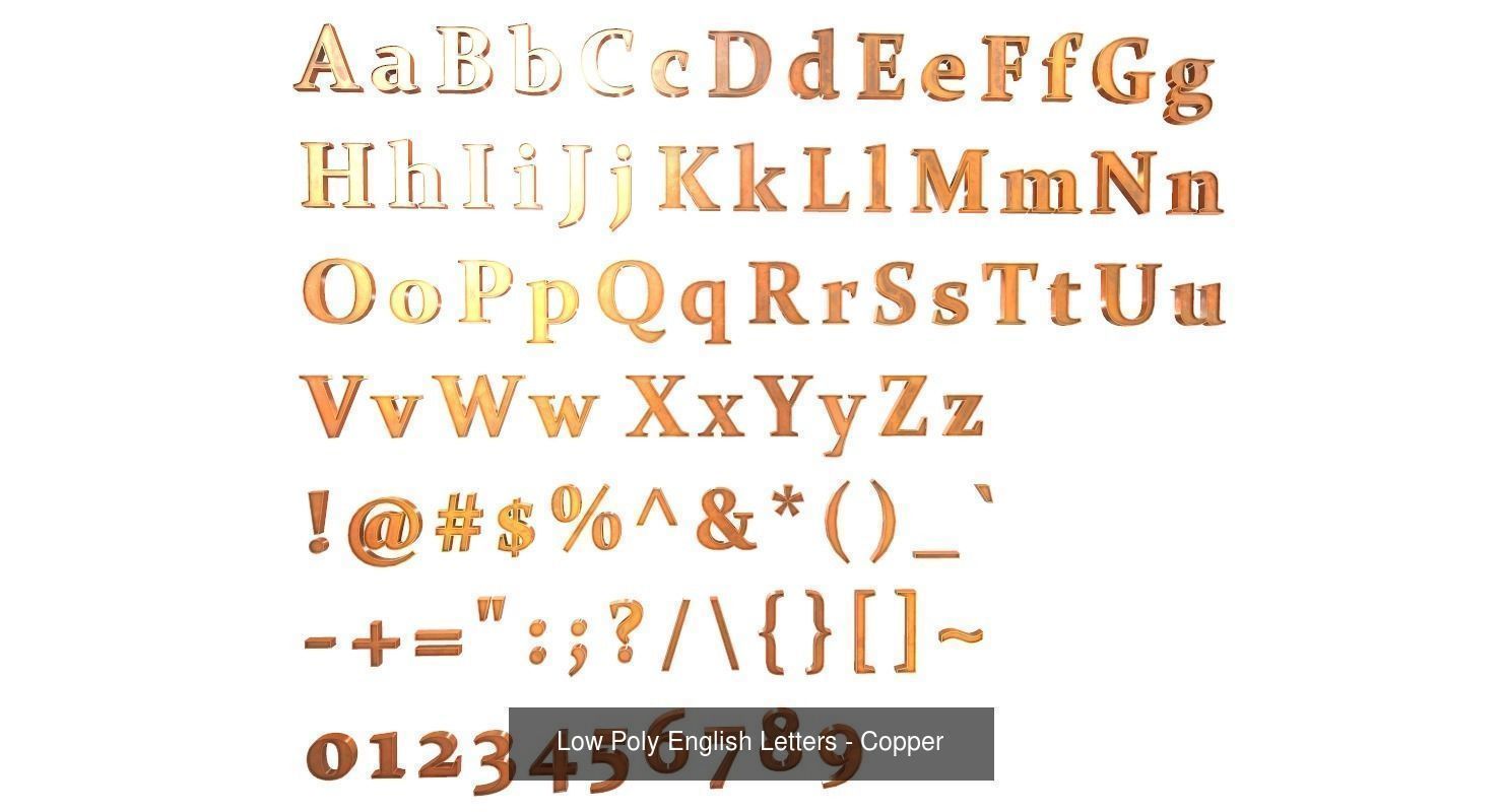 Low Poly English Letters 3D Model Collection_15
