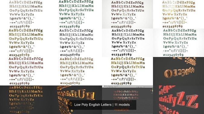 Low Poly English Letters 3D Model Collection