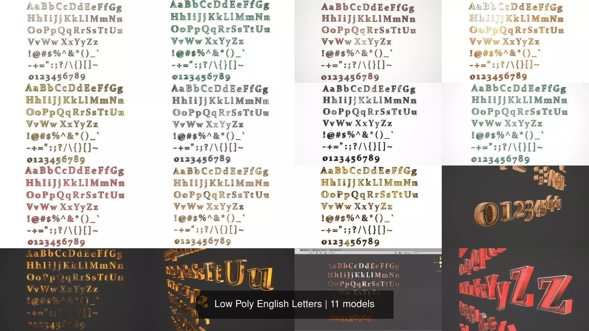 Low Poly English Letters 3D Model Collection_0