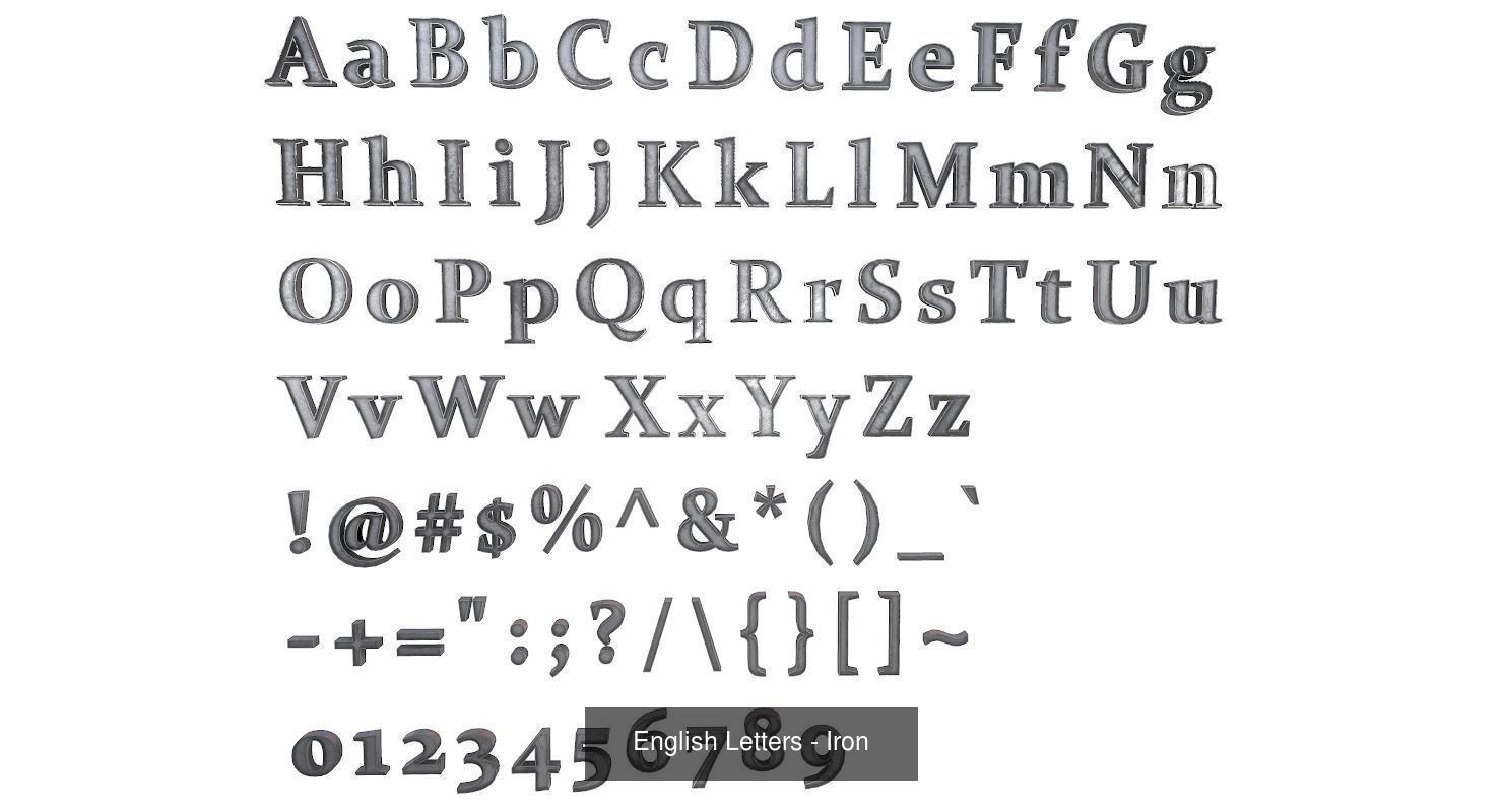 Low Poly English Letters 3D Model Collection_17